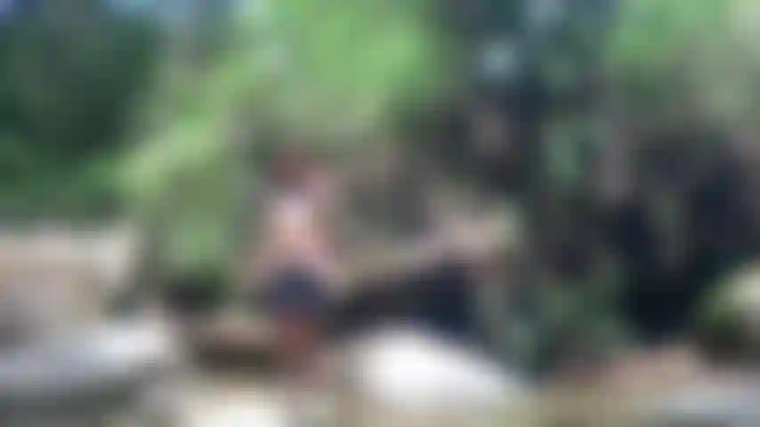 Undressing and showing my body in the public river