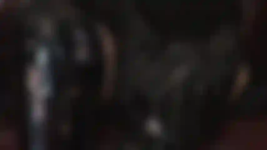 Provocadora, com coxas de meia-calça nude e luvas de couro.