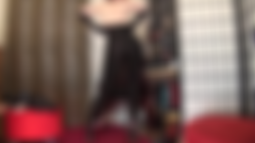 Tight lycra leggings, pegging with massive black BBC strap-on.