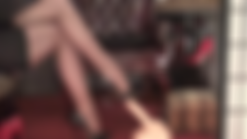 Dark brown glossy stocking legs, high heels and feet have your cock under full control.