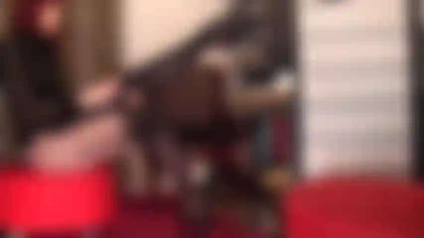 Divertida e esguichando consolo com pernas cruzadas, usando um par de meias e ligas, meia-calça estampada e mules plataforma altos.