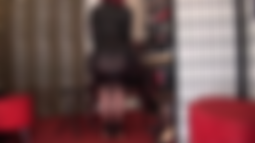 Pura sedução, provocação com meias, bunda nua e punheta com luvas - ah, a visão das pernas longas da senhora em meias de renda com costura, um vestido transparente que sobe e sobe revelando sua bunda nua em uma tanga de renda enquanto ordenha o pau do seu escravo com as mãos enluvadas.