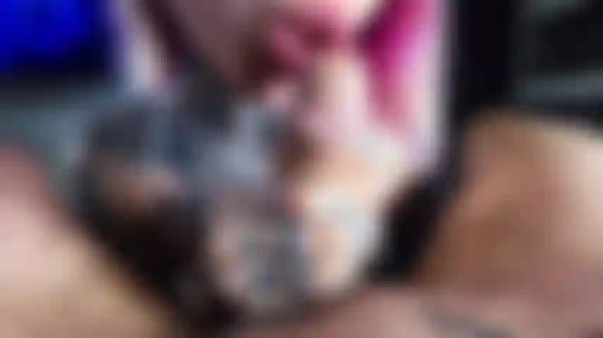 Real cock CLOSEUP blowjob with cum licking frenulum