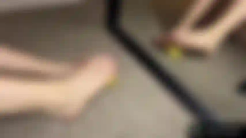 Feet with Purple Pedicure rubbing Lotion in!!!